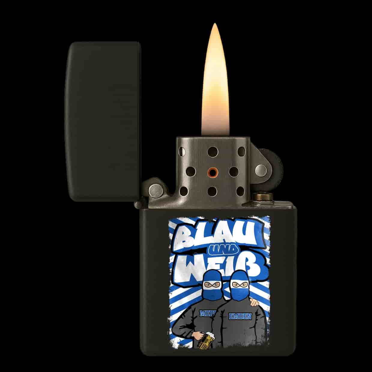 Blau und Weiß Feuerzeug