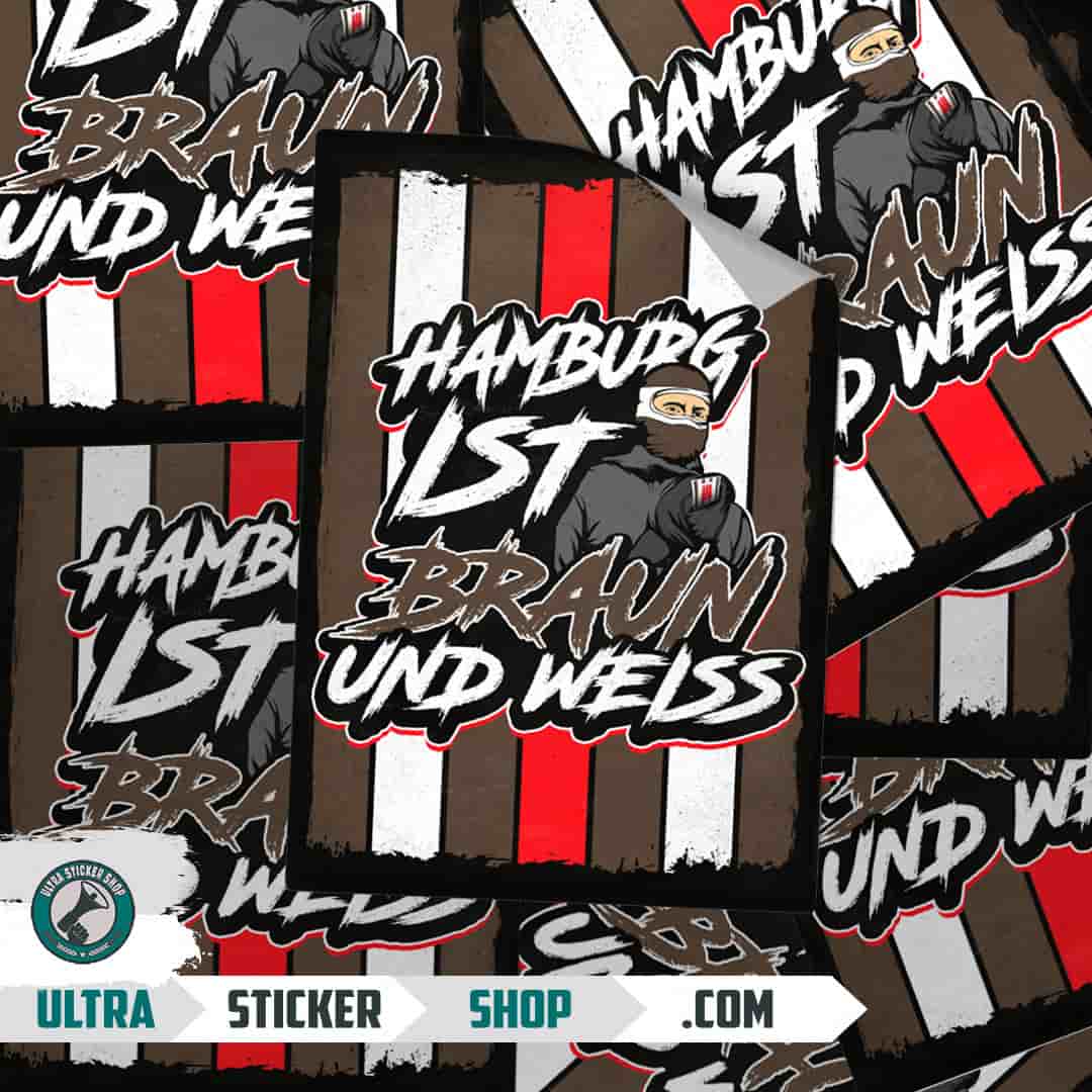 Hamburg ist Braun und Weiss Aufkleber