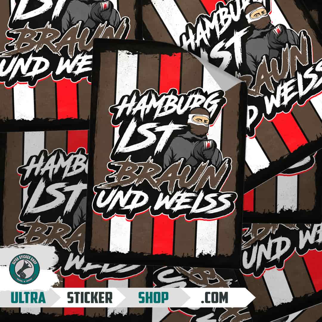 Hamburg ist Braun und Weiss Aufkleber