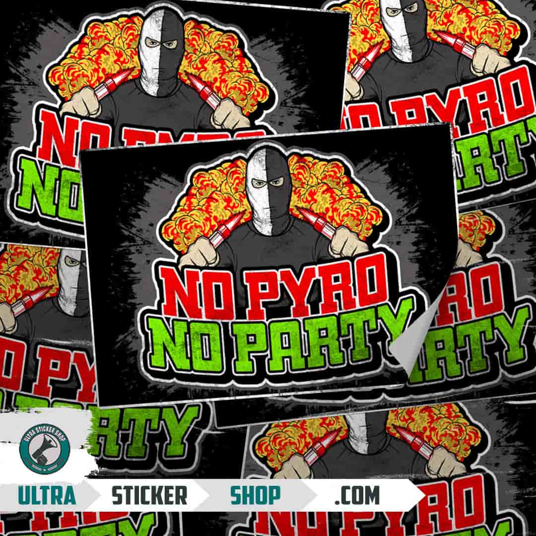 No pyro no party Aufkleber