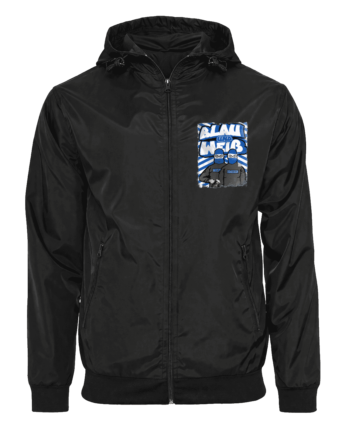 Blau und Weiß Jacke mit abnehmbarer Balaclava