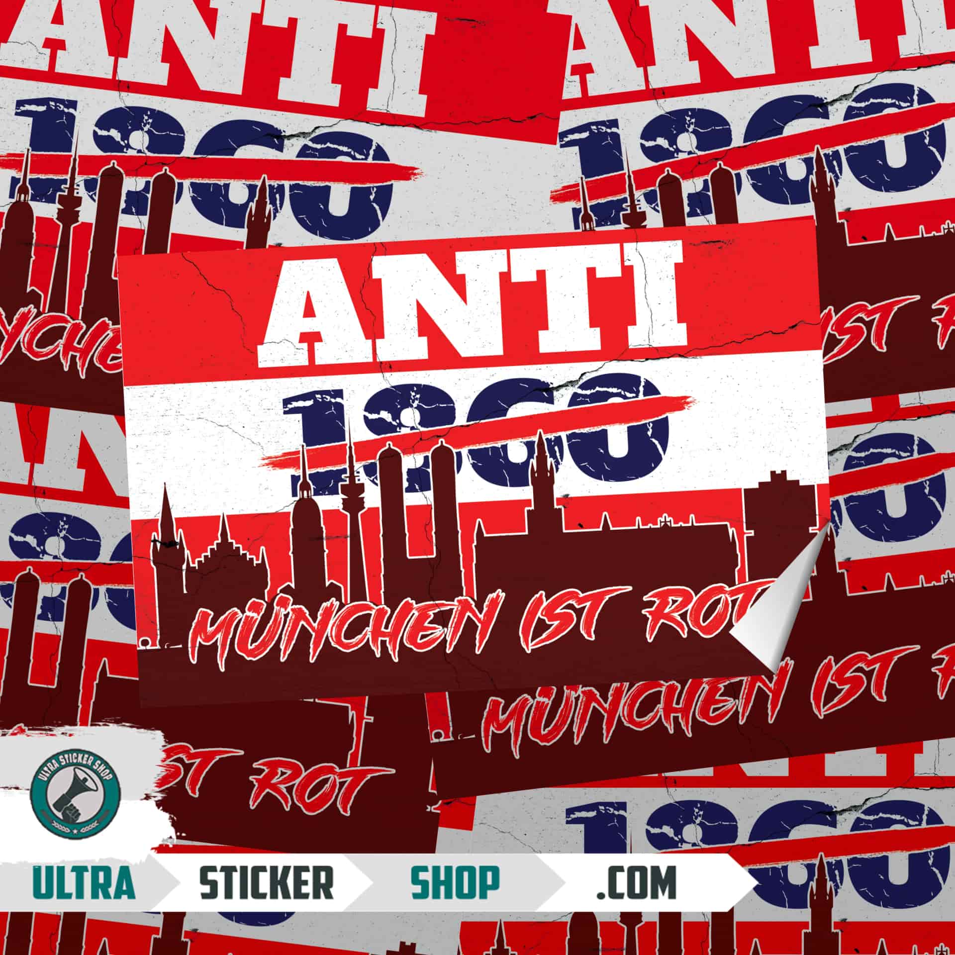 Anti 1860, München ist rot Aufkleber