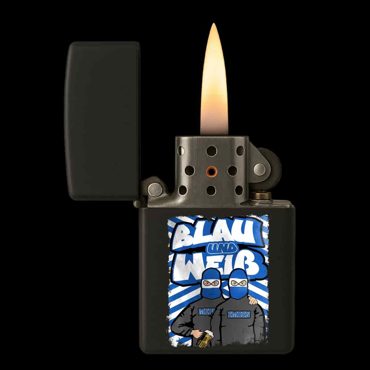 Blau und Weiß Feuerzeug