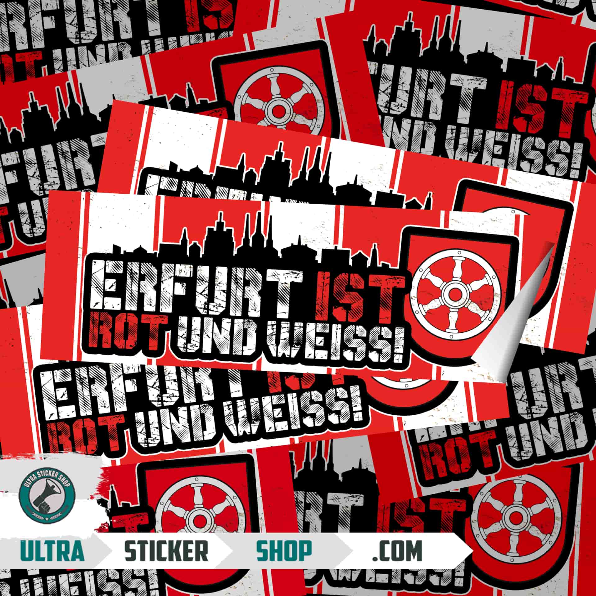 Erfurt ist Rot und weiss Aufkleber