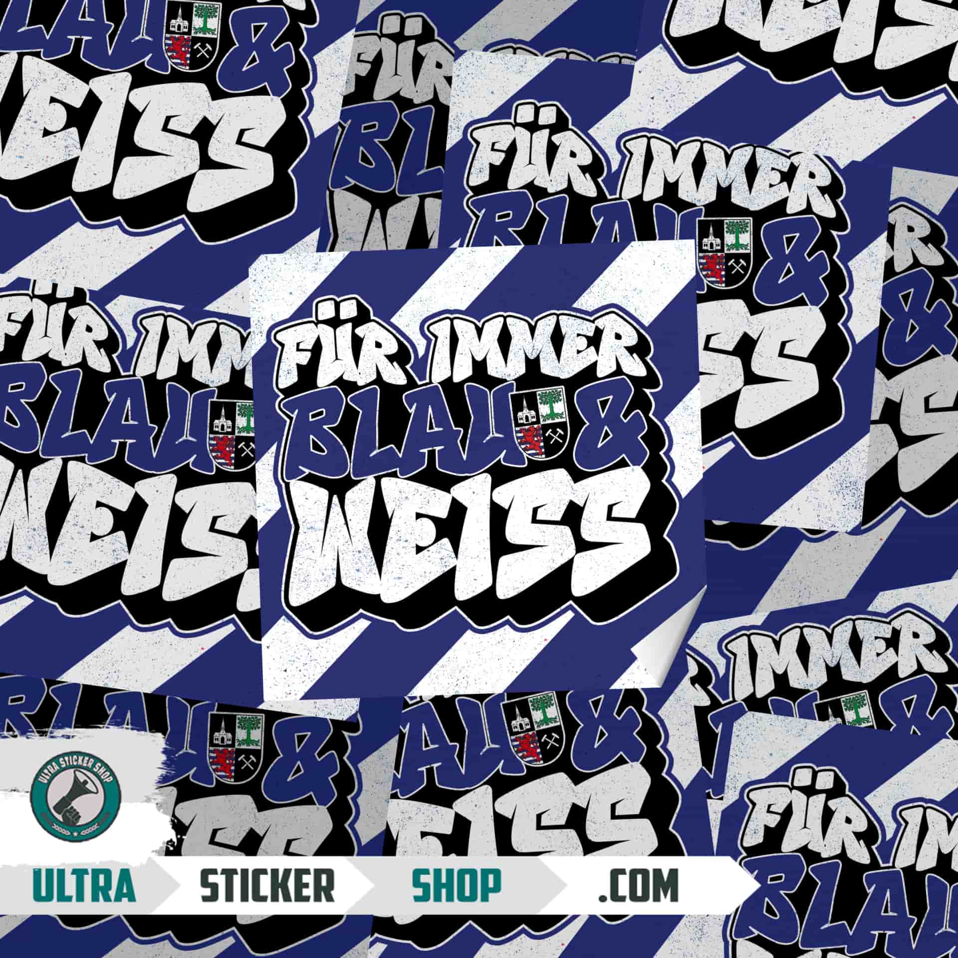 Fur immer blau & weiss Aufkleber