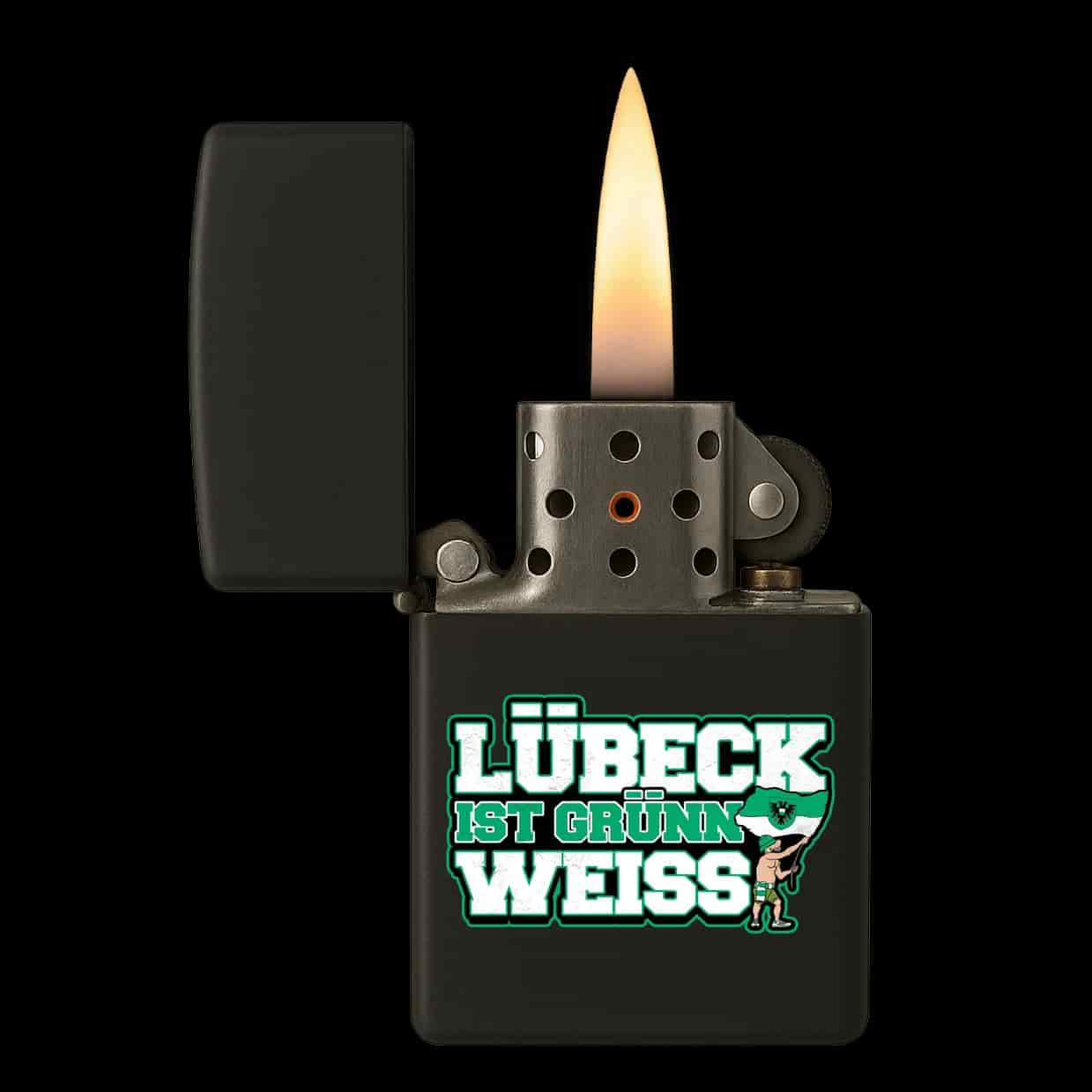 Lübeck ist Grünn weiss Feuerzeug