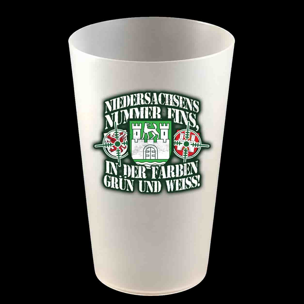 Niedersachsens nummer eins, in den farben grün und weiss Hartbecher