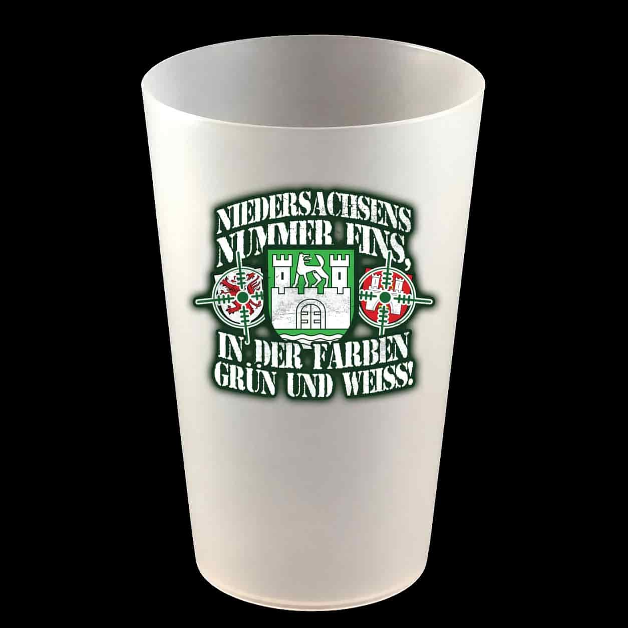Niedersachsens nummer eins, in den farben grün und weiss Hartbecher