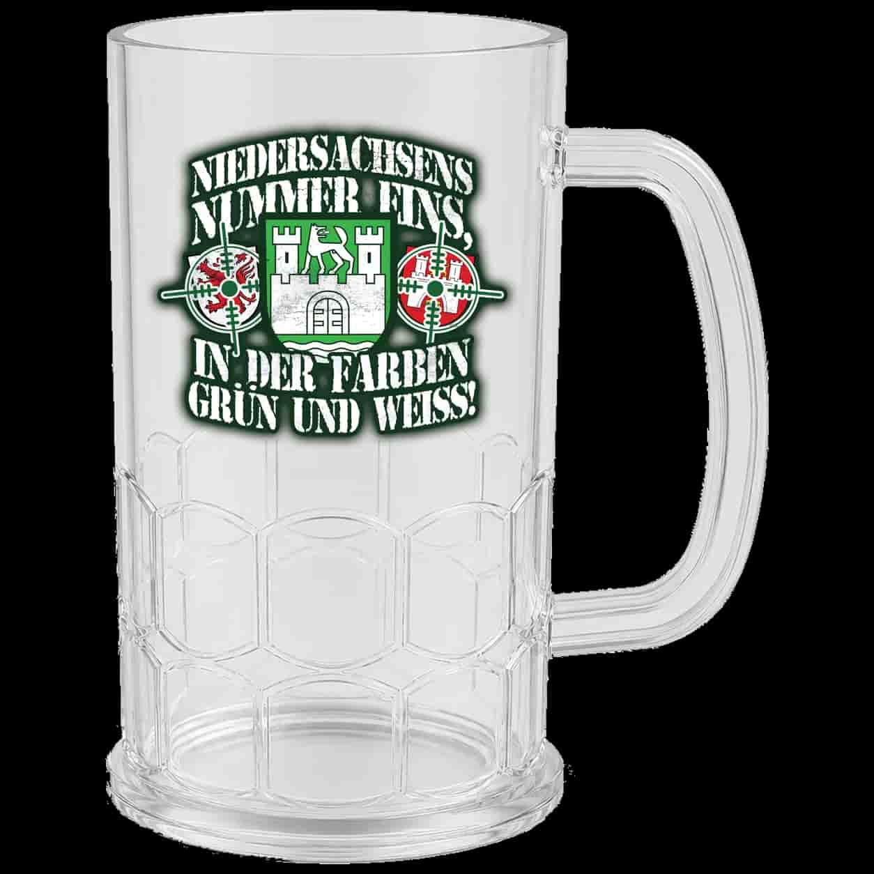 Niedersachsens nummer eins, in den farben grün und weiss Bierkrug