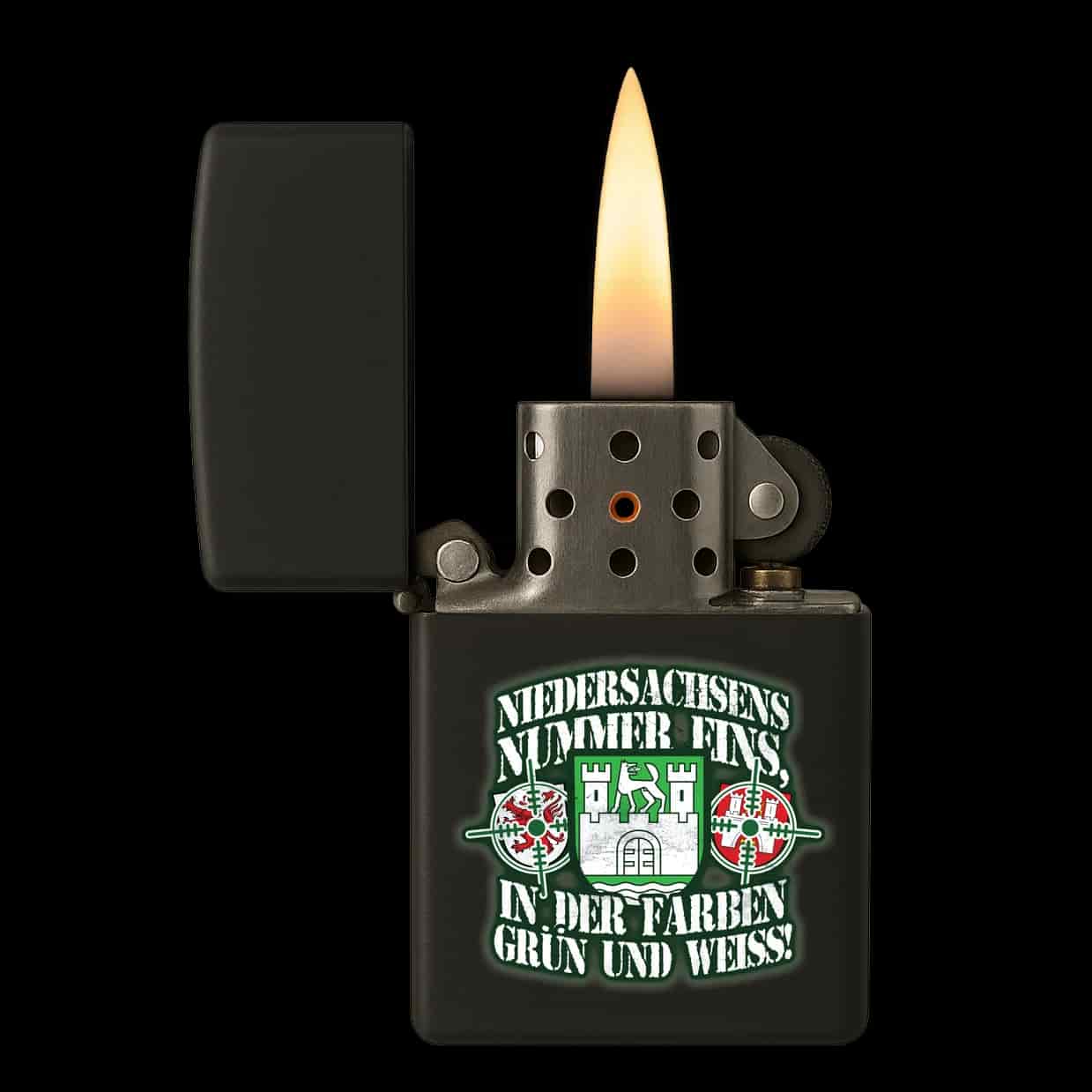 Niedersachsens nummer eins, in den farben grün und weiss Feuerzeug