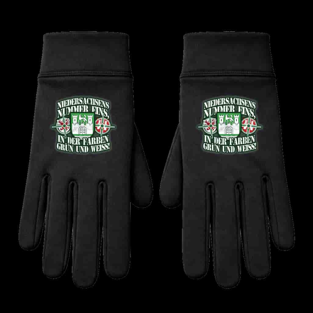 Niedersachsens nummer eins, in den farben grün und weiss Handschuhe