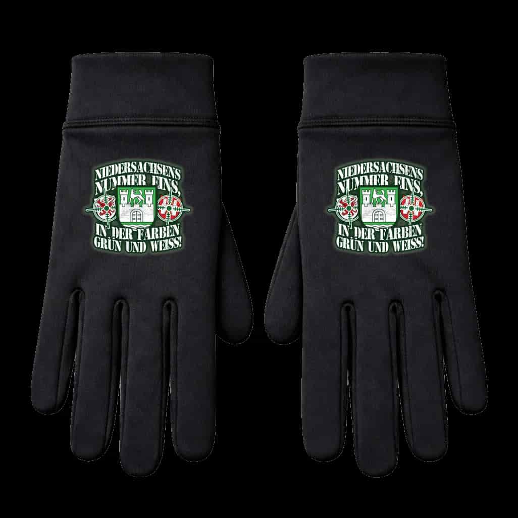 Niedersachsens nummer eins, in den farben grün und weiss Handschuhe