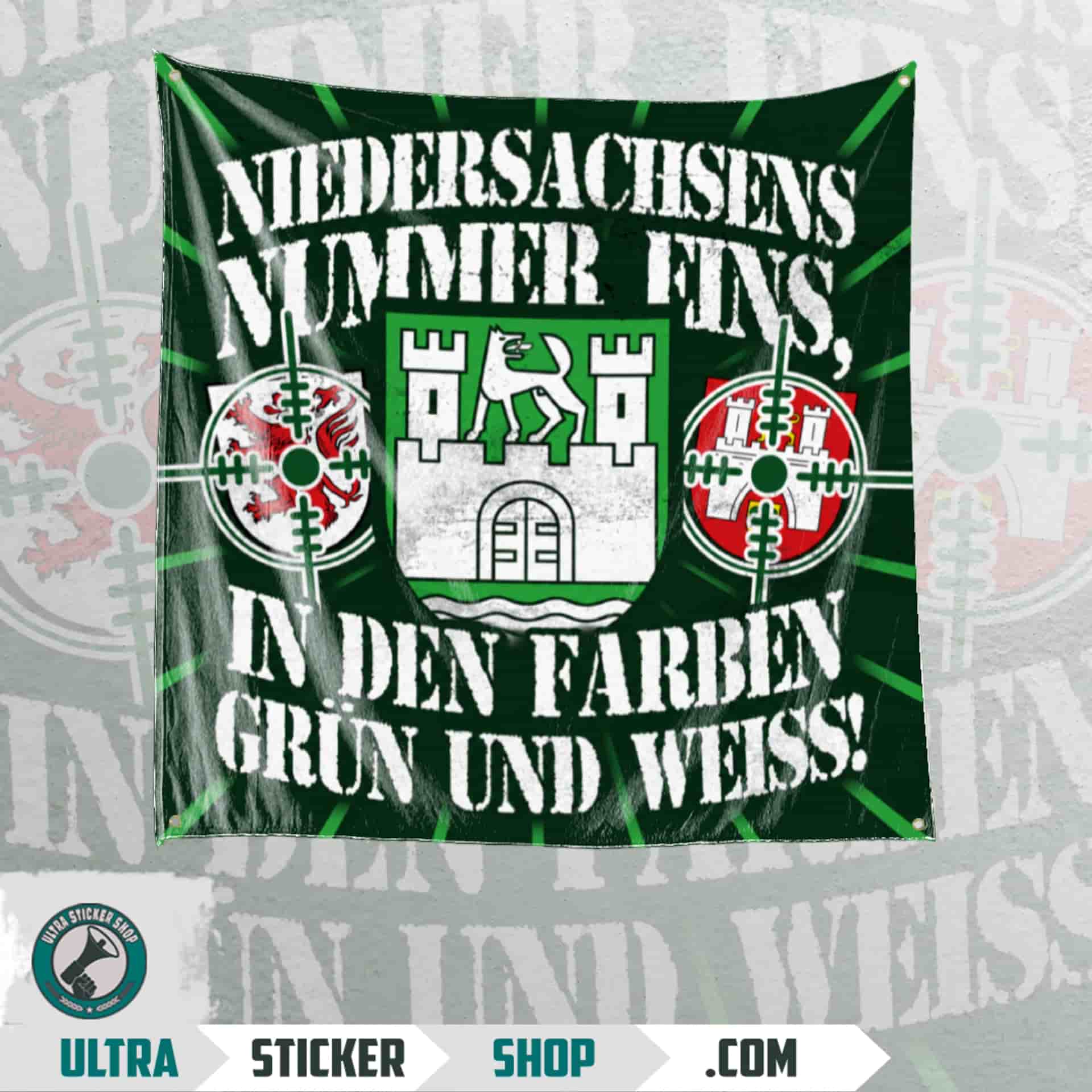 Niedersachsens nummer eins, in den farben grün und weiss Flagge