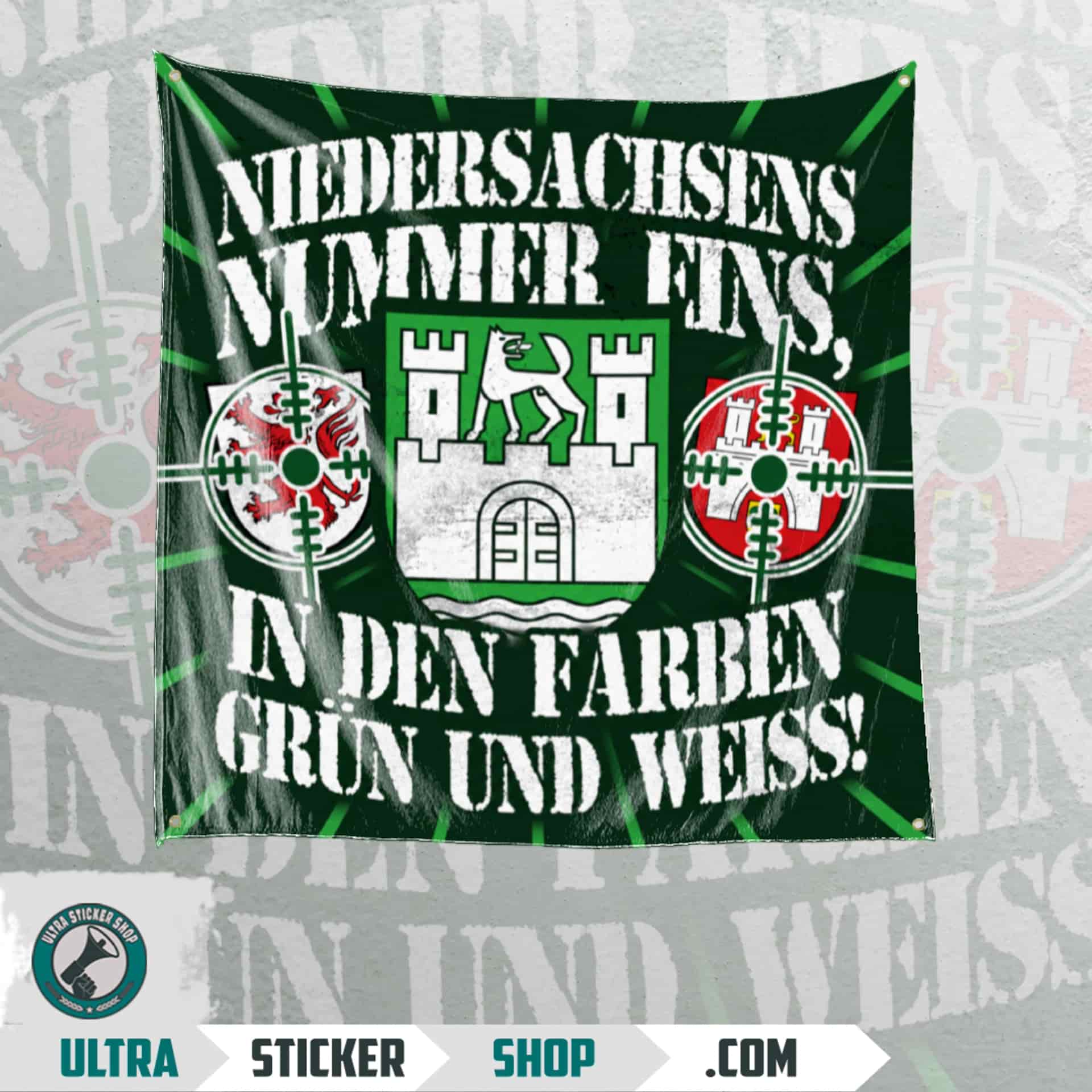 Niedersachsens nummer eins, in den farben grün und weiss Flagge